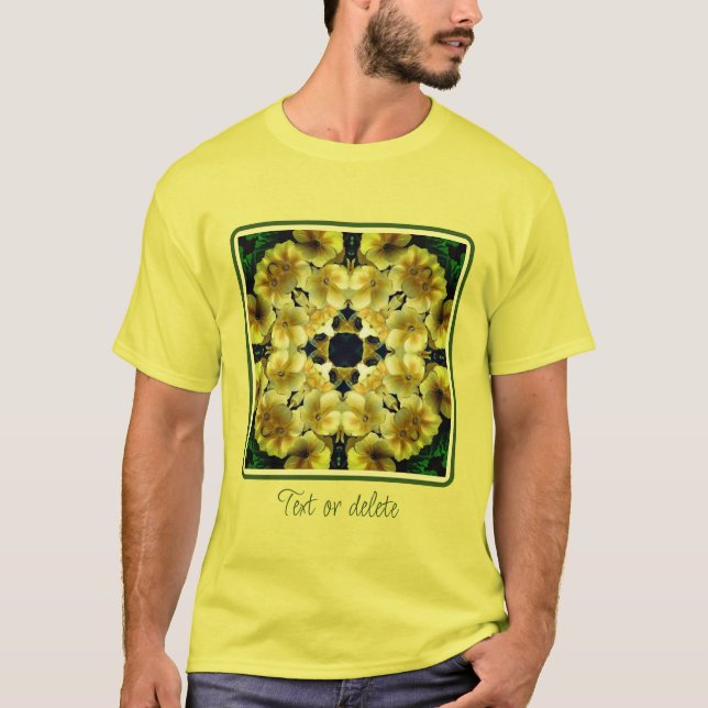 T-shirt Fleur de Primrose jaune Art Abstrait (Devant)