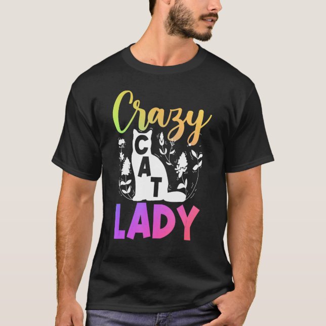 T-shirt Fleur de propriétaire de chat Crazy Cat Lady (Devant)