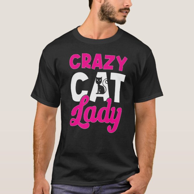 T-shirt Fleur de propriétaire de chat Fou Crazy Chat Lady  (Devant)