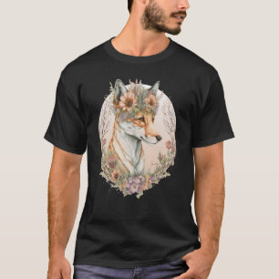 T-shirt Fleur de renard mignonne Couronne Renards artistiq