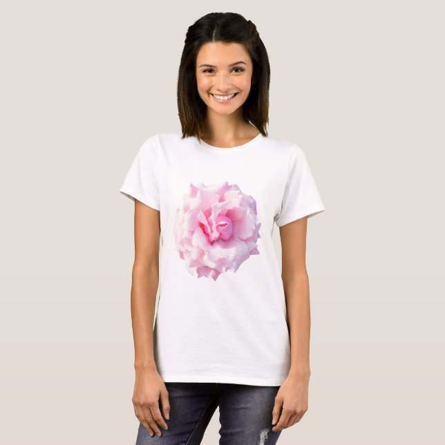 T-shirt Fleur de rose rose (Devant entier)