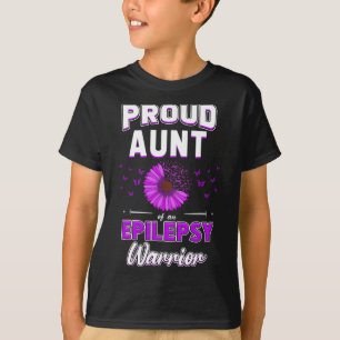 T-shirt Fleur de ruban pourpre Fier Tante Nephew Niece Epi