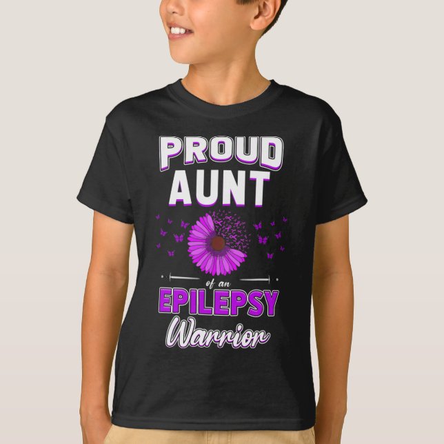 T-shirt Fleur de ruban pourpre Fier Tante Nephew Niece Epi (Devant)