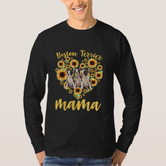 T-shirt Fleur de soleil Boston Terrier Mama Amoureux des c
