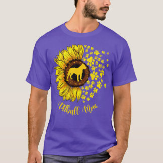 T-shirt Fleur de soleil de femme Pitbull Maman Amoureux de