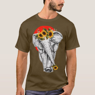 T-shirt Fleur de soleil florale Eléphant esthétique graphi