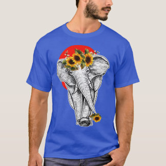 T-shirt Fleur de soleil florale Eléphant esthétique graphi