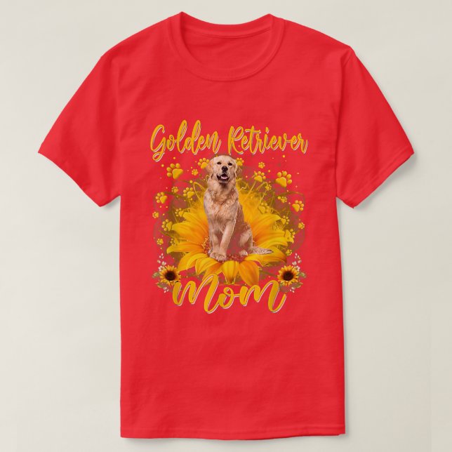 T-shirt Fleur de soleil Golden Retriever Maman Amoureux de (Design devant)