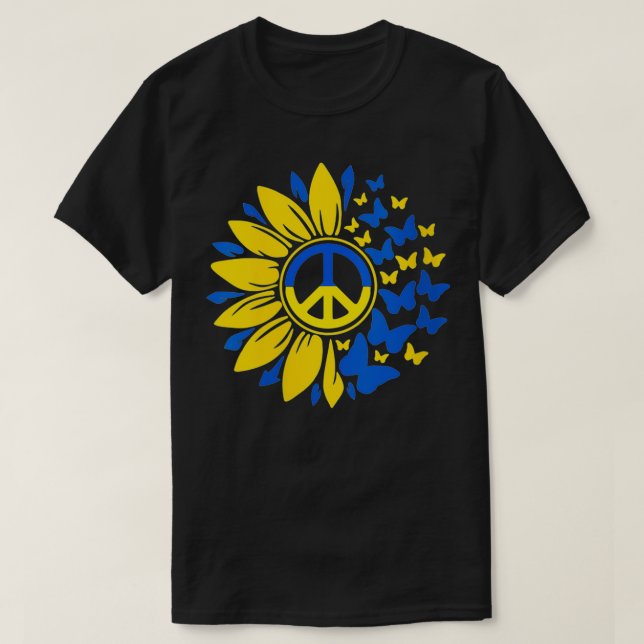 T-shirt Fleur de soleil pour femmes Ukraine drapeau ukrain (Design devant)