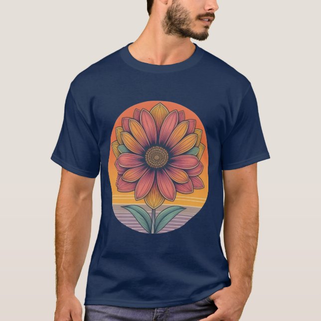 T-shirt Fleur de soleil rayante (Devant)