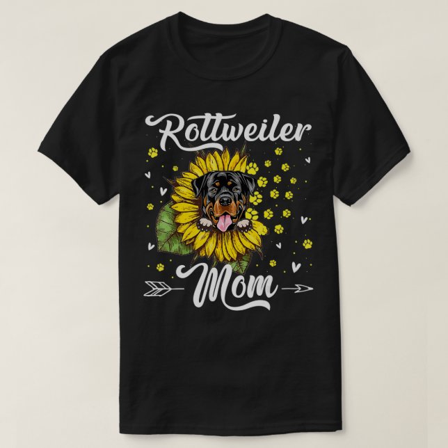 T-shirt Fleur de soleil Rottweiler maman Amoureux des chie (Design devant)
