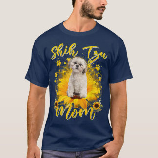 T-shirt Fleur de soleil Shih Tzu Maman Amoureux des chiens