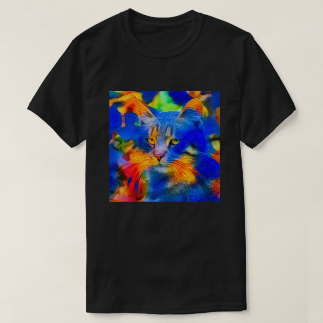 T-shirt Fleur de style neural artificiel félin sauvage (Design devant)