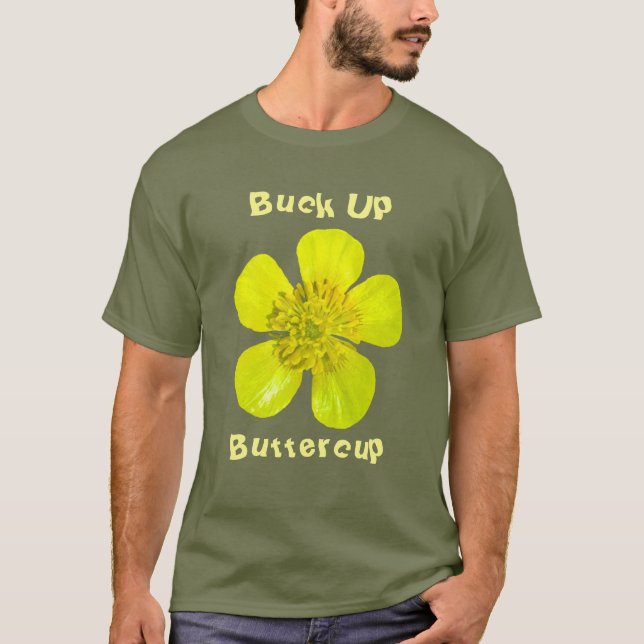 T-shirt Fleur de tasse à beurre en flammes. Buck Up Butter (Devant)