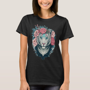 T-shirt Fleur de Tigre Blanc du Bengale Couronne Fleurie A