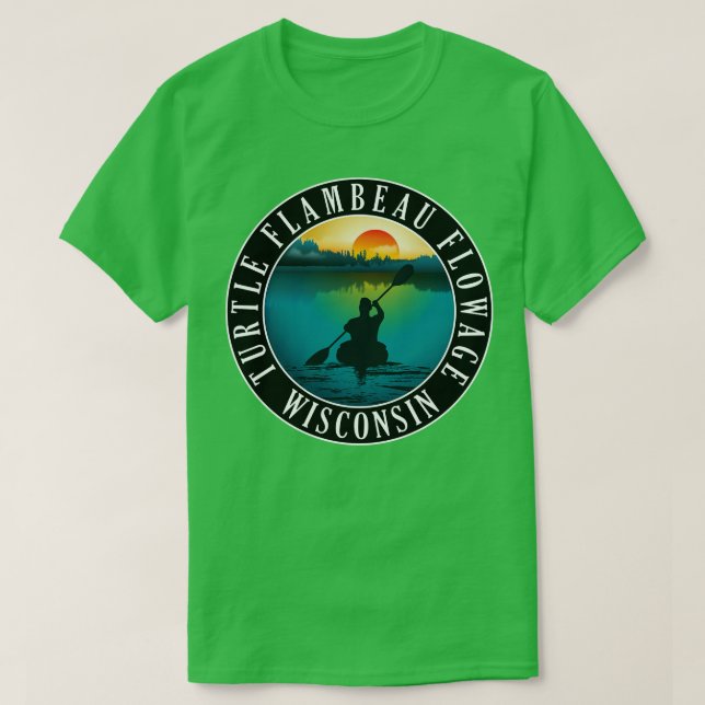 T-shirt Fleur de tortue Flambeau Wisconsin Kayaking (Design devant)