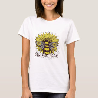 T-shirt Fleur de Tournesol Glittery Bee "Bee You-tiful"