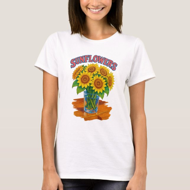 T-Shirt Fleur de Tournesol Rétro – Graphique Flora (Devant)