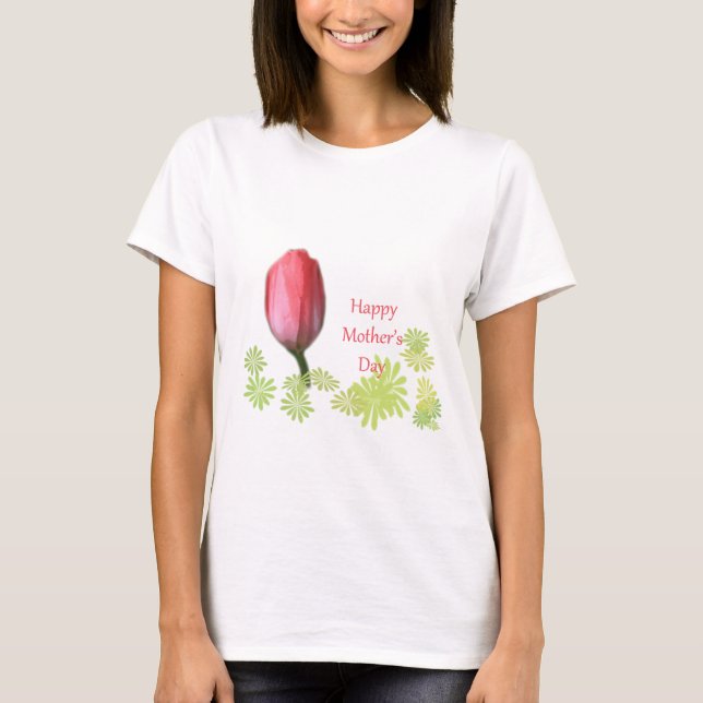 T-shirt fleur de tulipe rouge, jour de mère heureuse (Devant)