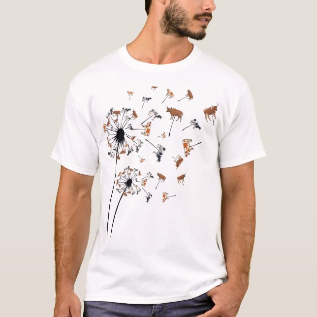 T-shirt Fleur de vache à Dandelion Heifers de vache à fleu (Devant)