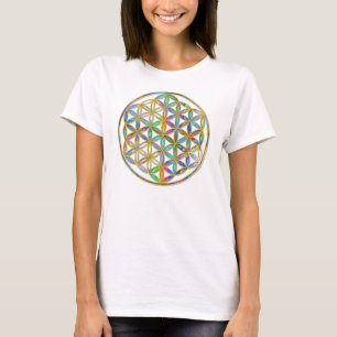 T-shirt Fleur de vie / Blume des Lebens - or coloré