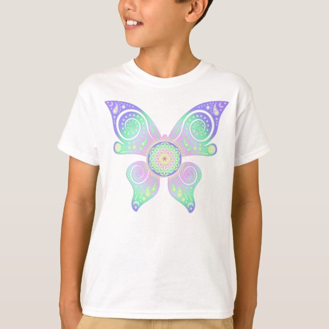 T-shirt Fleur de vie / Blume des Lebens - papillon (Devant)