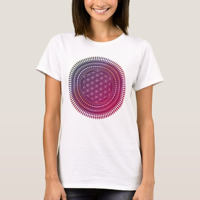 T-shirt Fleur de Vie - Mandala Indigène 3a (Devant)