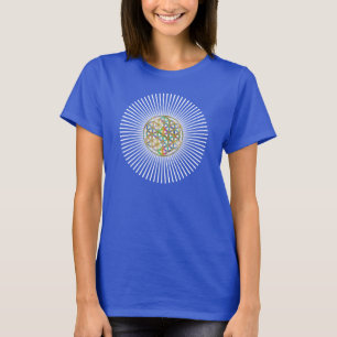 T-shirt Fleur de vie - rayons or coloré & blanc