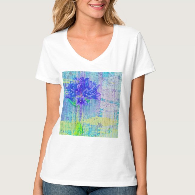 T-shirt Fleur de violet bleu (Devant)