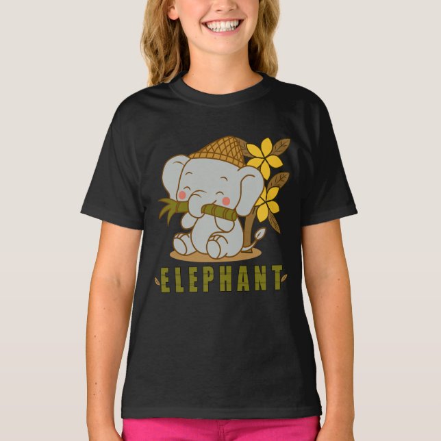 T-shirt fleur d'éléphant et de champa (Devant)