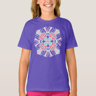 T-shirt Fleur des oiseaux mignons Mandala Girl