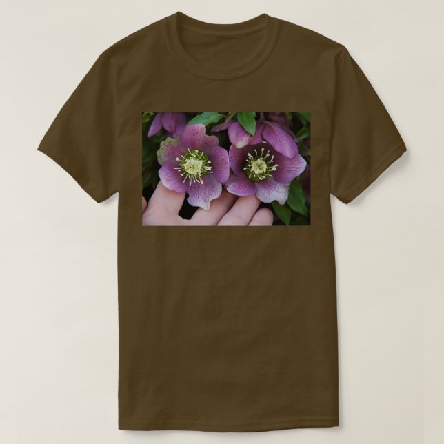 T-shirt Fleur d'hellebore noir plante 3 (Design devant)