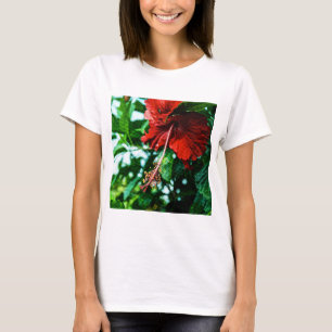 T-shirt Fleur d'Hibiscus rouge