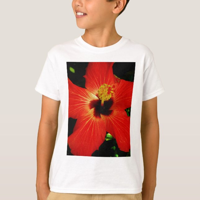 T-shirt Fleur d'Hibiscus rouge-orange (Devant)