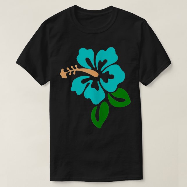 T-shirt Fleur d'Hibiscus Turquoise (Design devant)