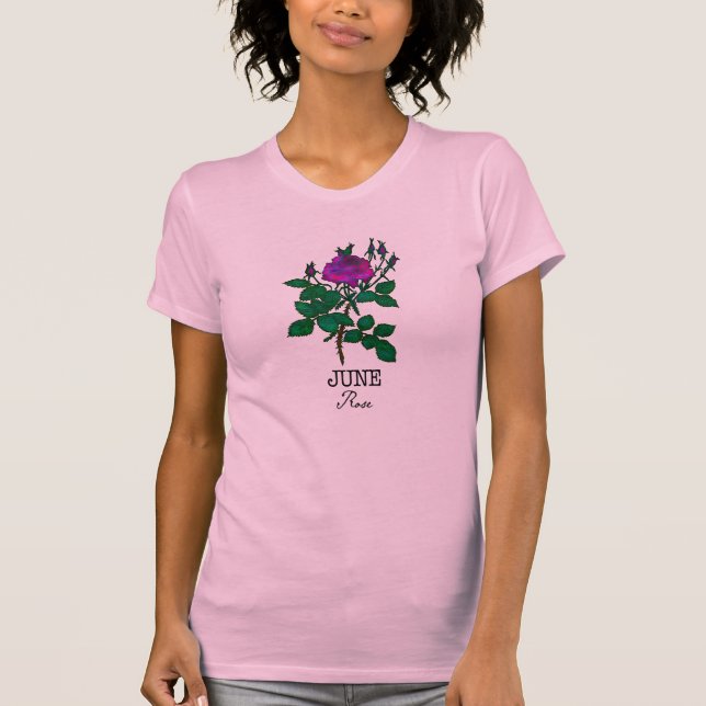 T-shirt Fleur du mois de naissance Juin Rose (Devant)