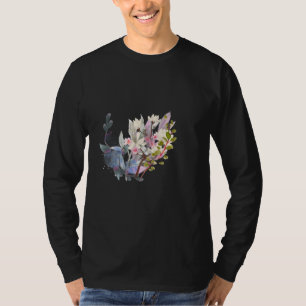 T-shirt Fleur Élégante et Feuilles Art Linéaire Minimali