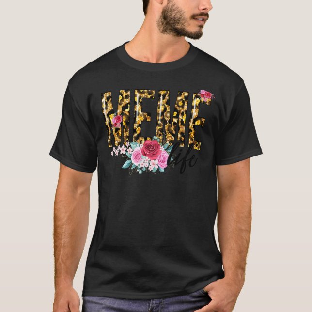 T-shirt Fleur Empreinte de léopard Mème Vie Fête des Mères (Devant)