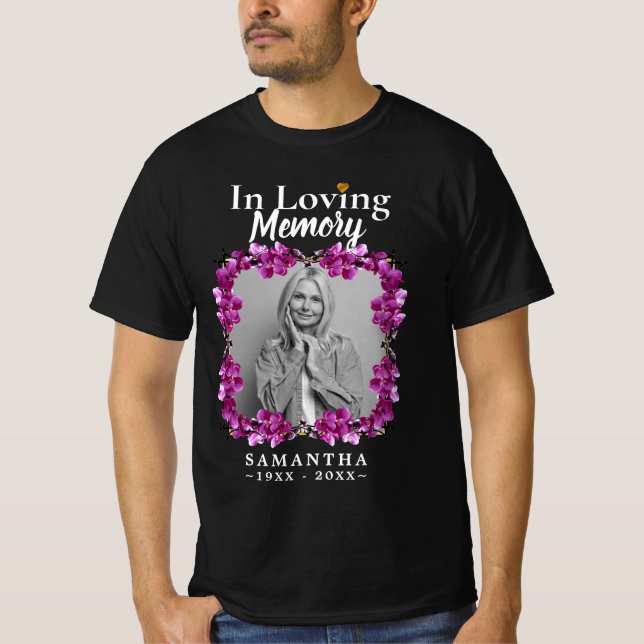 T-shirt Fleur En Mémoire Affectueuse Photo Perte de Mère (Devant)
