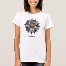 Fleur en patchwork grandmillennial rouge blanc ble