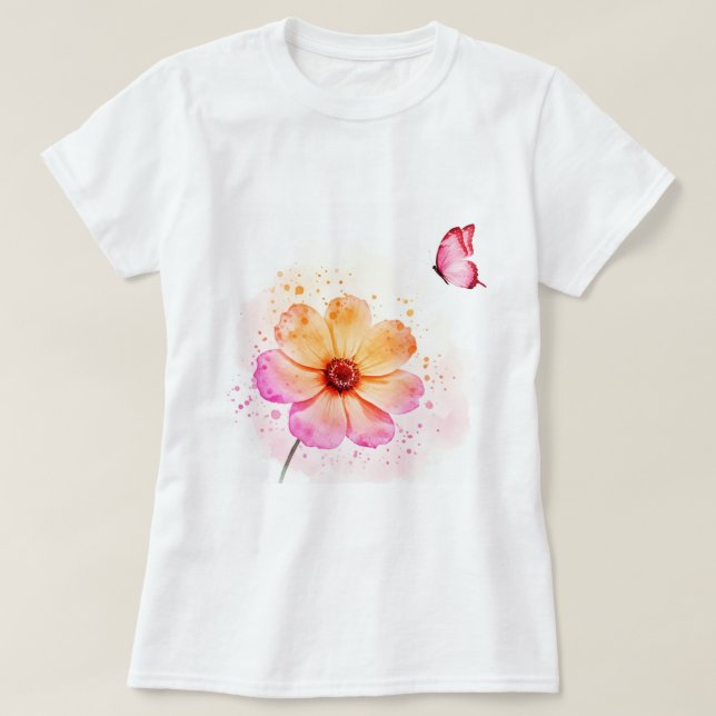 T-shirt Fleur et papillon (Design devant)