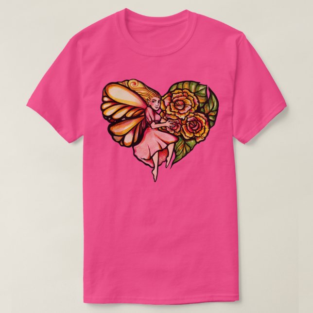 T-shirt Fleur Fairy Garden Coeur (Design devant)
