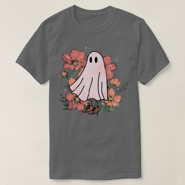 T-shirt Fleur Fantôme Floral Halloween Saison Éffrayante F (Design devant)