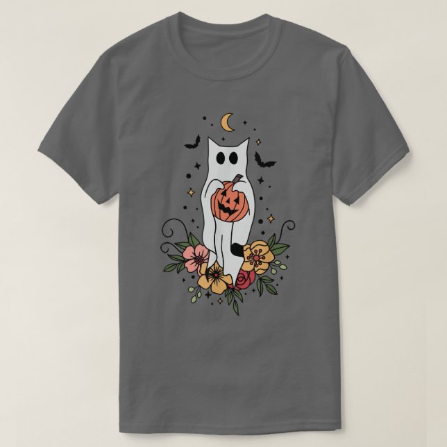 T-shirt Fleur Fantôme Floral Halloween Saison Éffrayante F (Design devant)