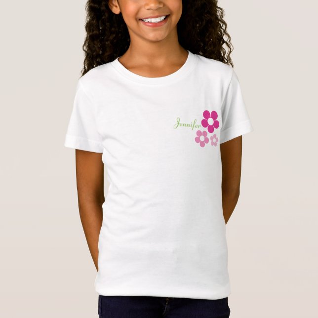 T-Shirt Fleur fille avec nom - Filles poupée bébé (Devant)