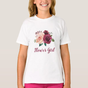 T-shirt Fleur Fille Blush rose Bourgogne Rose Floral