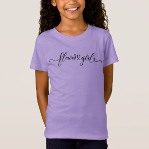 T-Shirt Fleur Fille Écriture Calligraphique Cœur