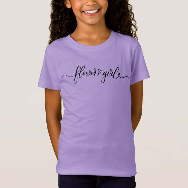 T-Shirt Fleur Fille Écriture Calligraphique Cœur (Devant)