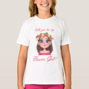 T-shirt fleur fille proposition script rose mignon