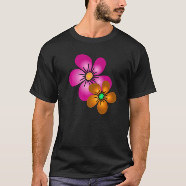 T-shirt Fleur fleurie Tendril motif floral floral flsom Bl (Devant)